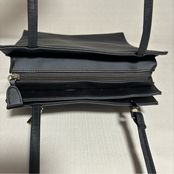 Chateau simulated leather Metallic Slate gray shoulder bag organizer satchel - Picture 3 of 11